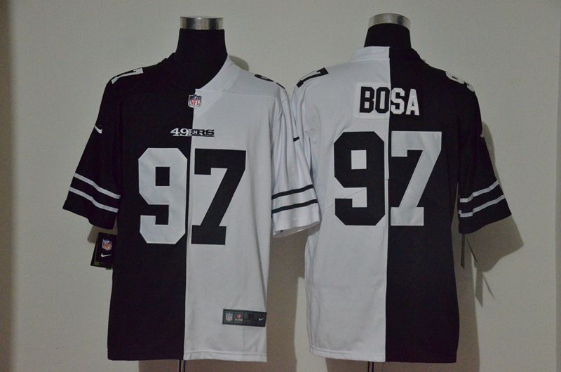 Men San Francisco 49ers 97 Bosa Black white Half version 2020 Nike NFL Jerseys
